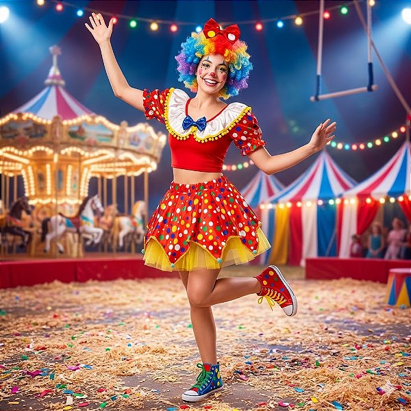 Fantasia Palhaça Juvenil Luxo - SOMENTE ALUGUEL