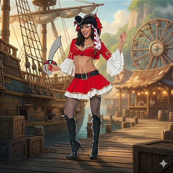 Fantasia Pirata Bustiê - SOMENTE ALUGUEL