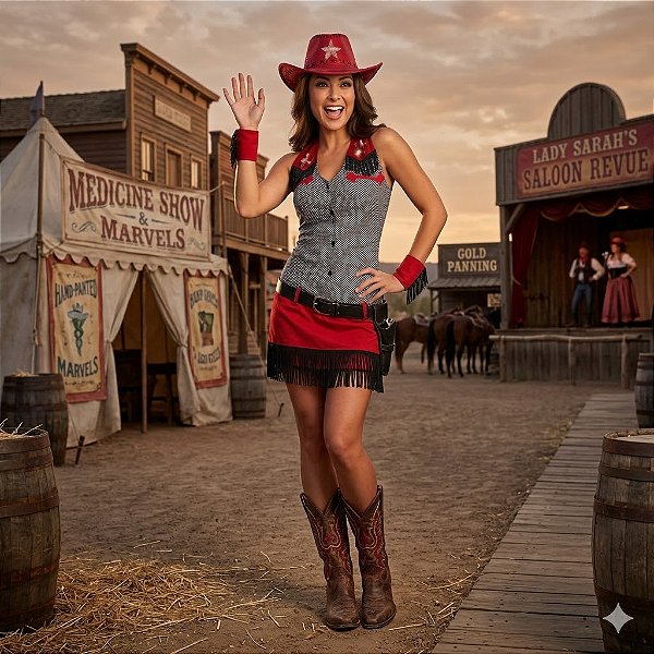 Fantasia Vaqueira Adulto - SOMENTE ALUGUEL