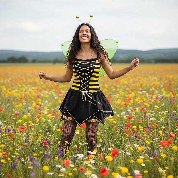 Fantasia Abelha Trançada Adulto- SOMENTE ALUGUEL