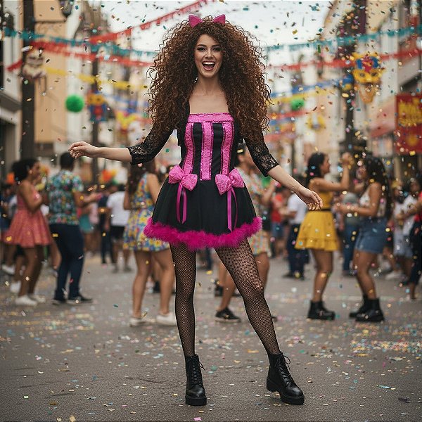 Fantasia Gatinha Charmosa Adulto - SOMENTE ALUGUEL