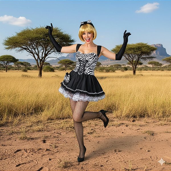 Fantasia Zebrinha Adulto - SOMENTE ALUGUEL