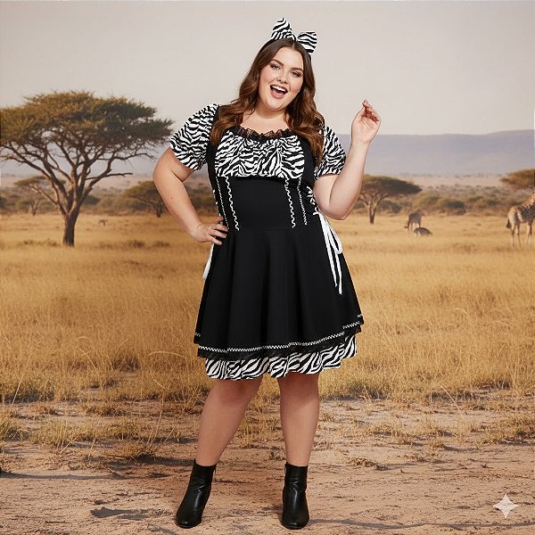 Fantasia Zebrinha Adulto Plus - SOMENTE ALUGUEL