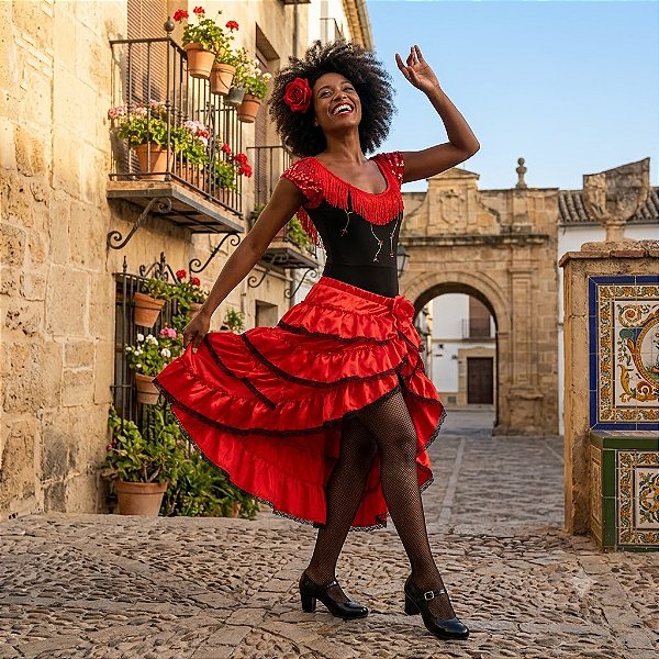 Fantasia Espanhola Cojunto com Franjas Adulto - SOMENTE ALUGUEL