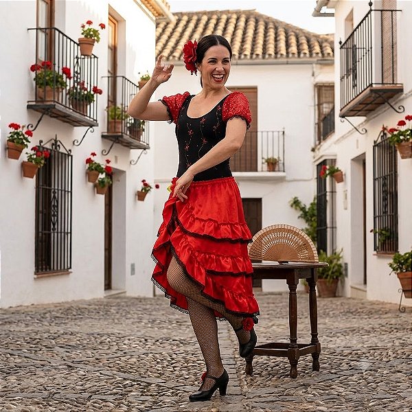 Fantasia Espanhola Conjunto Collant Paetê Adulto - SOMENTE ALUGUEL