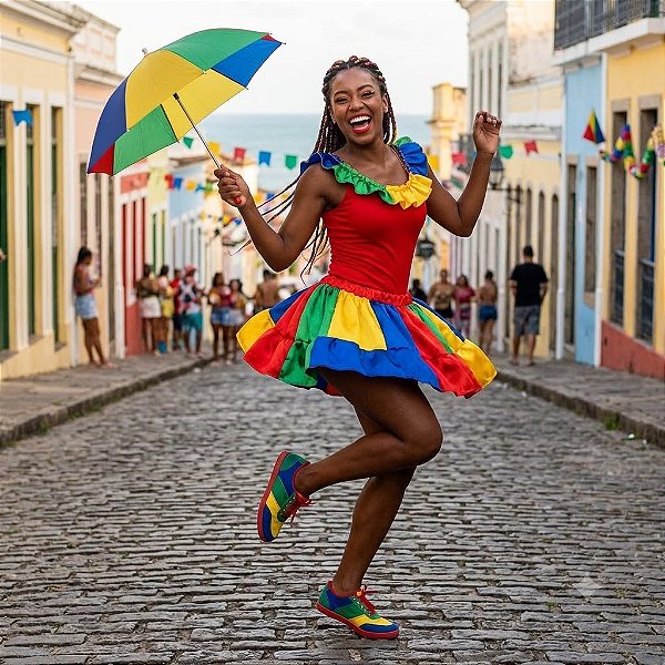 Fantasia Feminina Frevo Juvenil - SOMENTE ALUGUEL