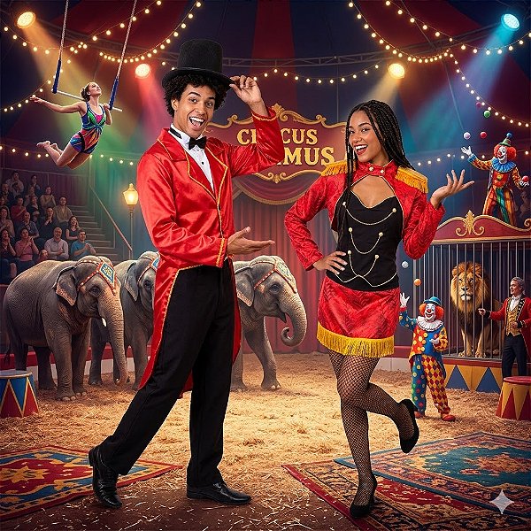 Fantasias Casal Ajudantes de Mágico Adulto - SOMENTE ALUGUEL