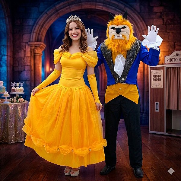 Fantasias Casal Bela e a Fera Adulto - SOMENTE ALUGUEL