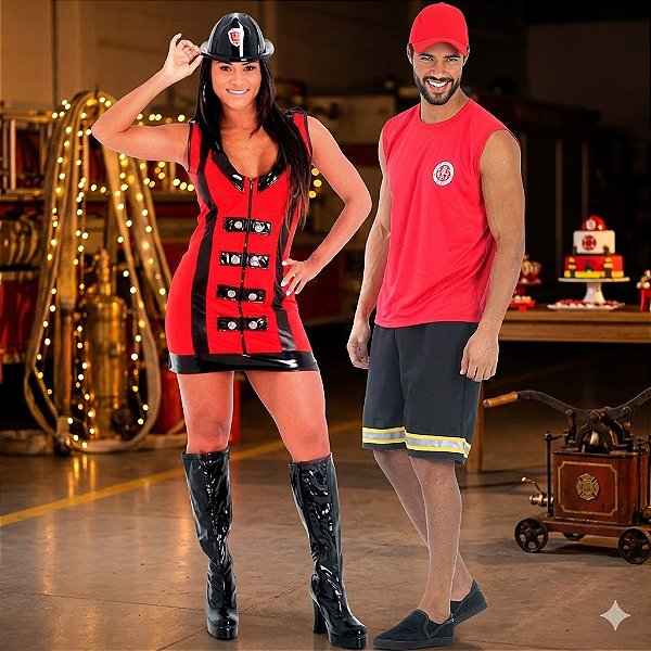 Fantasias Casal Bombeiros Verão - SOMENTE ALUGUEL