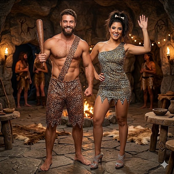 Fantasias Casal das Cavernas Verão Adulto - SOMENTE ALUGUEL