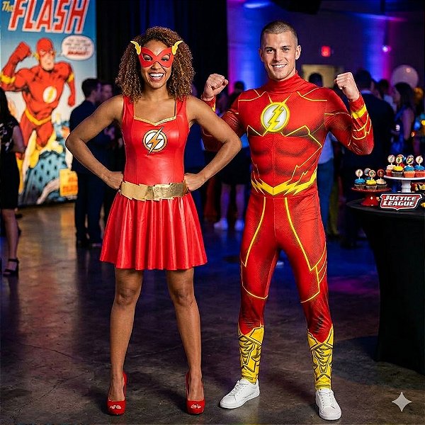 Fantasias Casal Flash Adulto - SOMENTE ALUGUEL