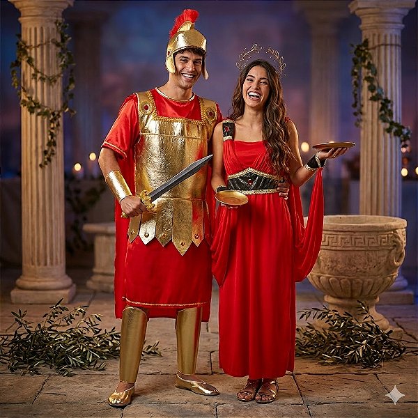 Fantasias Casal Grego Vermelho Aduto - SOMENTE ALUGUEL