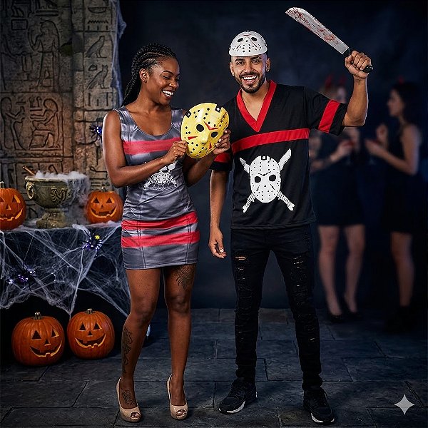 Fantasias Casal Jason Adulto - SOMENTE ALUGUEL