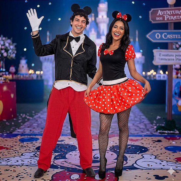 Fantasias Casal Mickey e Minnie Adulto - SOMENTE ALUGUEL