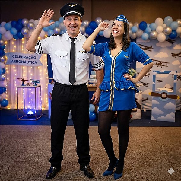 Fantasias Casal Piloto e Aeromoça - SOMENTE ALUGUEL