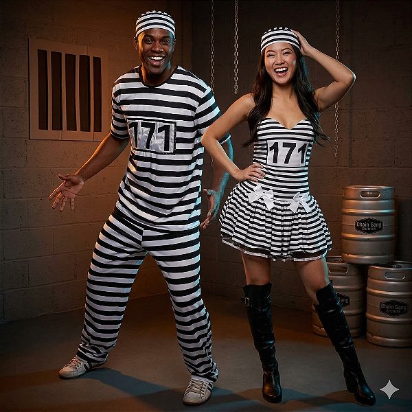 Fantasias Casal Presidiário Adulto - SOMENTE ALUGUEL