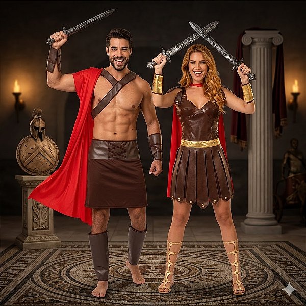 Fantasias Casal Espartanos - SOMENTE ALUGUEL