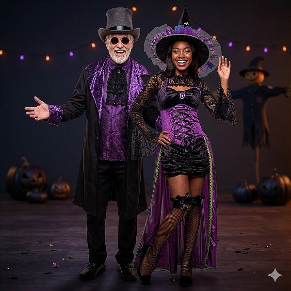 Fantasias Casal Vampiro e Feiticeira - SOMENTE ALUGUEL