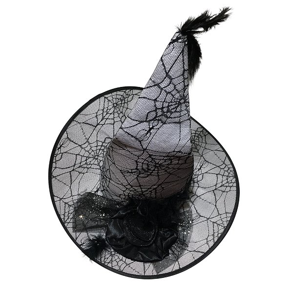 Chapéu Bruxa Glitter com Teias