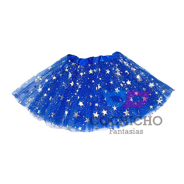 Saia Tule Glitter Estrelas 30 Cm