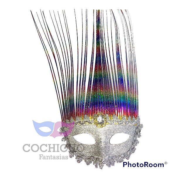 Máscara Glitter Pontas Arco Íris A17