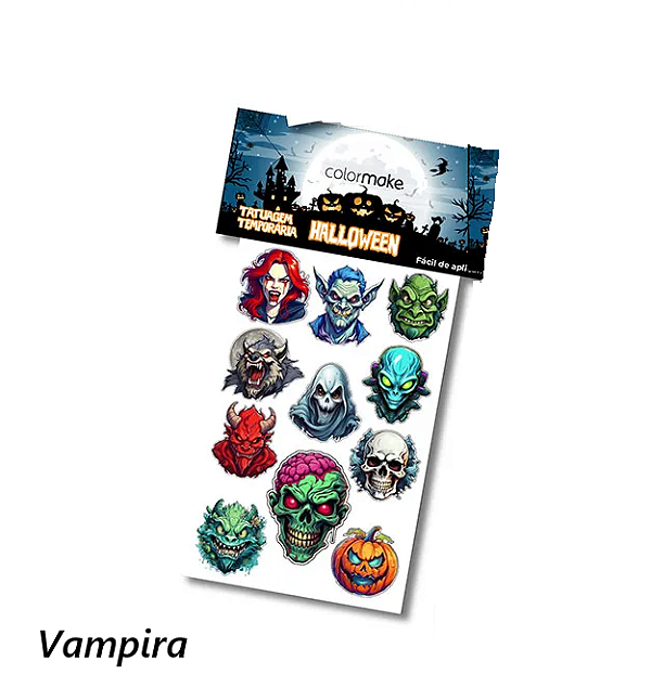 Cartela Tattoo Halloween Vampira