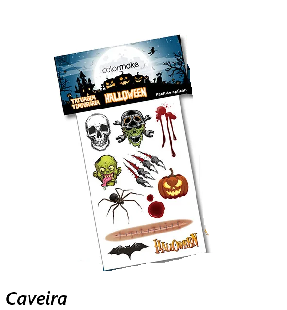 Cartela Tattoo Halloween Caveira