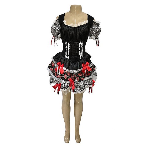 Vestido Junino Luxo Ajustável em Cetim