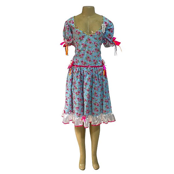 Vestido Junino Luxo Florido com Rosas
