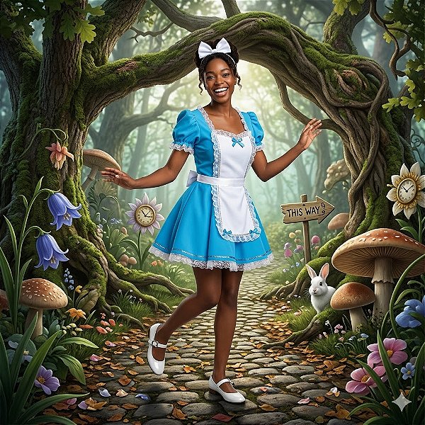 Fantasia Alice Menina Adulto - SOMENTE ALUGUEL
