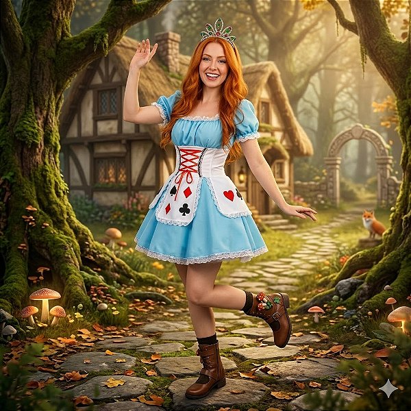 Fantasia Alice Suspensório Adulto - SOMENTE ALUGUEL
