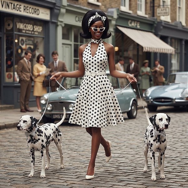 Fantasia Feminina Anos 60 Regata Branco e Preto Adulto - SOMENTE ALUGUEL