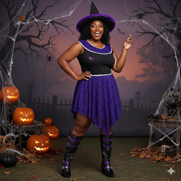 Fantasia Bruxa das Aranhas Adulto - SOMENTE ALUGUEL