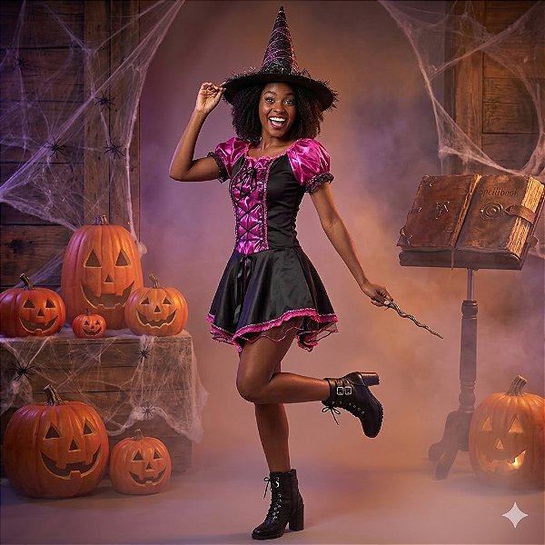 Fantasia Bruxa Juvenil - SOMENTE ALUGUEL