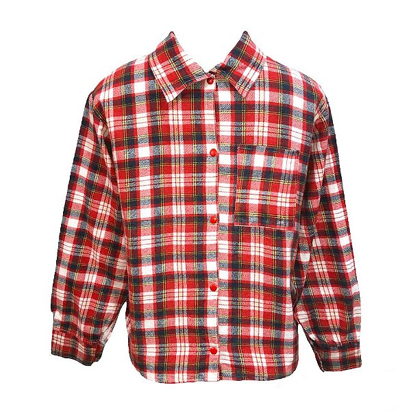 Camisa Xadrez Flanela Vermelho e Branca - SOMENTE ALUGUEL