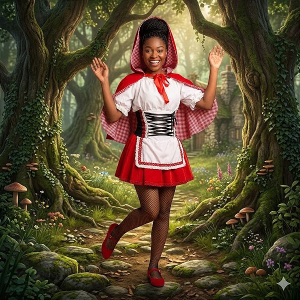 Fantasia Chapeuzinho Corpete Adulto - SOMENTE ALUGUEL