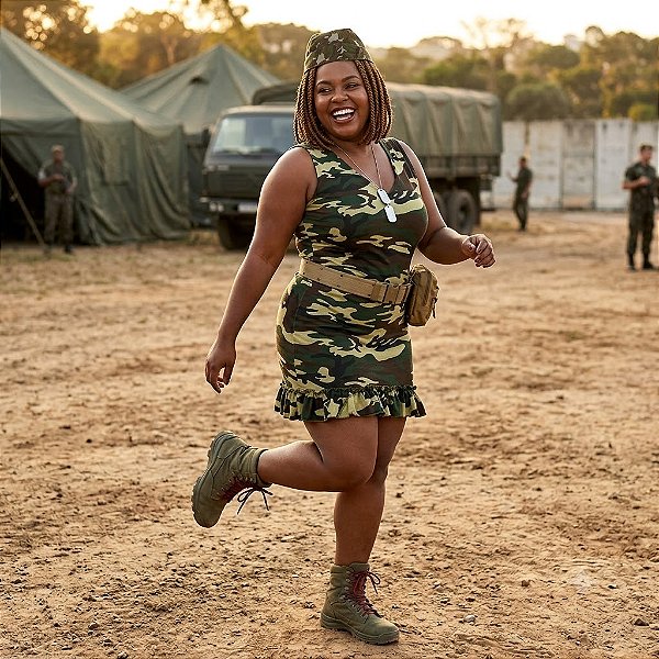 Fantasia Exército Vestido Plus Adulto - SOMENTE ALUGUEL