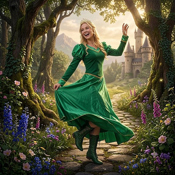 Fantasia Fiona Manga Comprida Adulto - SOMENTE ALUGUEL