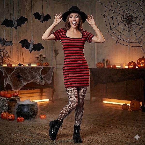 Fantasia Feminina Freddy Krueger Decote Adulto - SOMENTE ALUGUEL