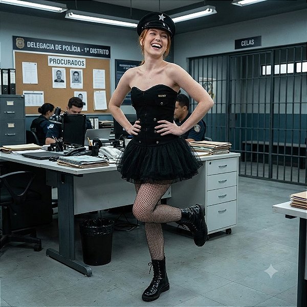 Fantasia Feminina Policial Army Tomara que Caia Adulto - SOMENTE ALUGUEL