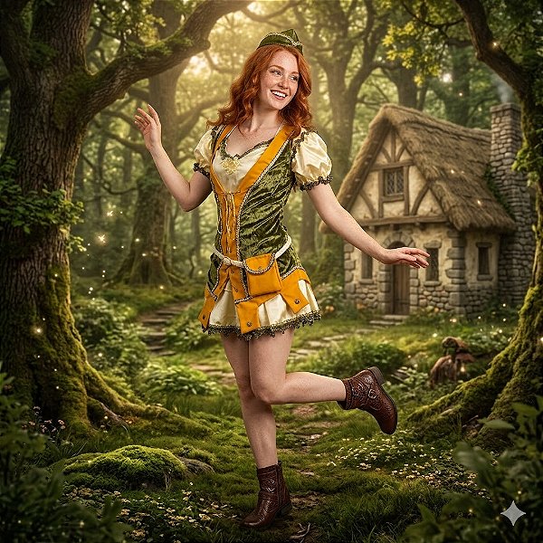 Fantasia Robin Hood Brilho Feminina Adulto - SOMENTE ALUGUEL