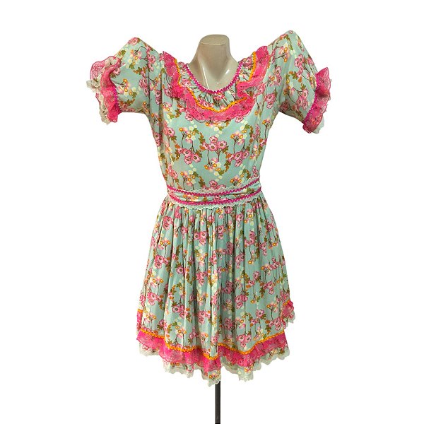 Vestido Junino Jardim Rendas - SOMENTE ALUGUEL