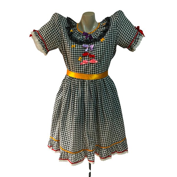Vestido Junino Lacinhos Xadrez - SOMENTE ALUGUEL