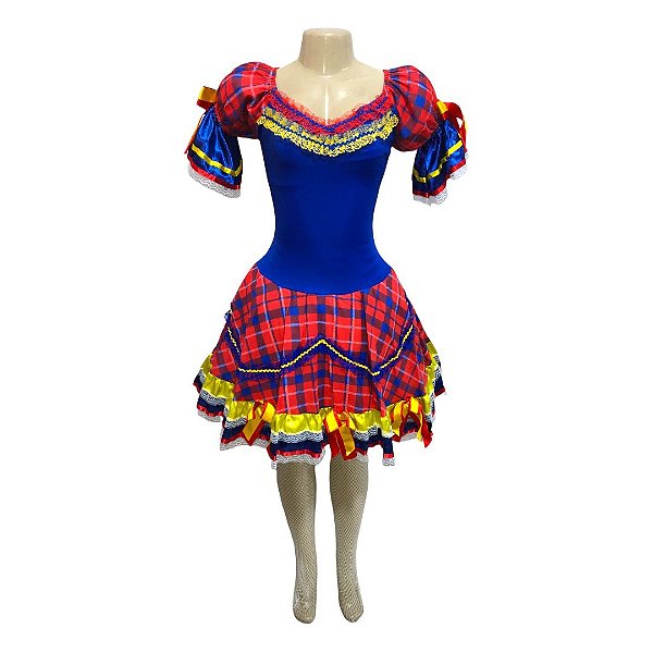 Vestido Junino Luxo Gola Rendas - SOMENTE ALUGUEL