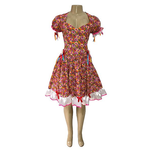 Vestido Junino Luxo Laranja - SOMENTE ALUGUEL