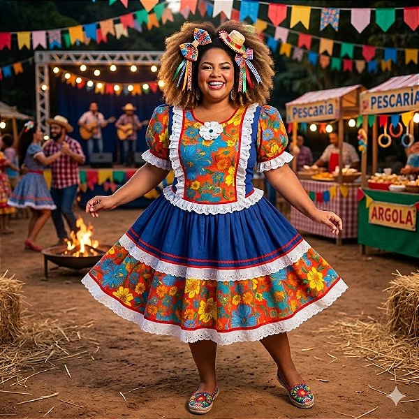 Fantasia Vestido Junino Tropical Miranda Adulto - SOMENTE ALUGUEL