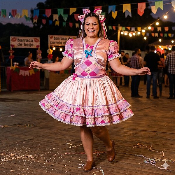 Vestido Junino Xadrez Com Bolero Sofie Adulto- SOMENTE ALUGUEL