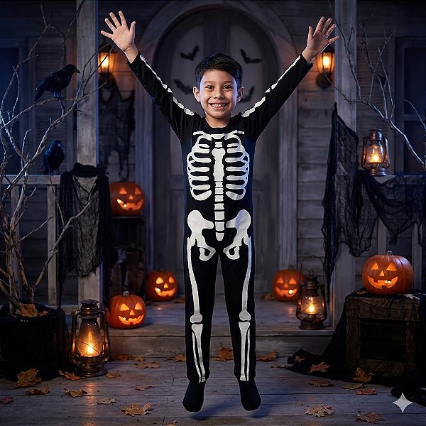 Fantasia Infantil Esqueleto Longo