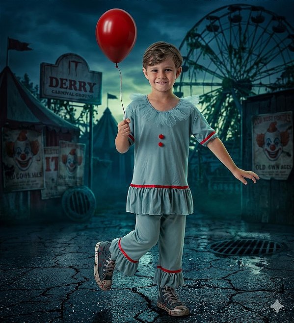 Fantasia Infantil Palhaço Cinza Leg