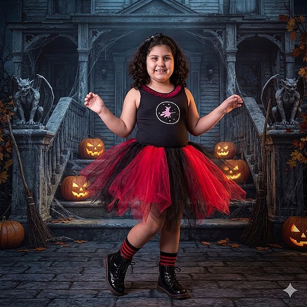 Fantasia Infantil Bruxa Conjunto Leg
